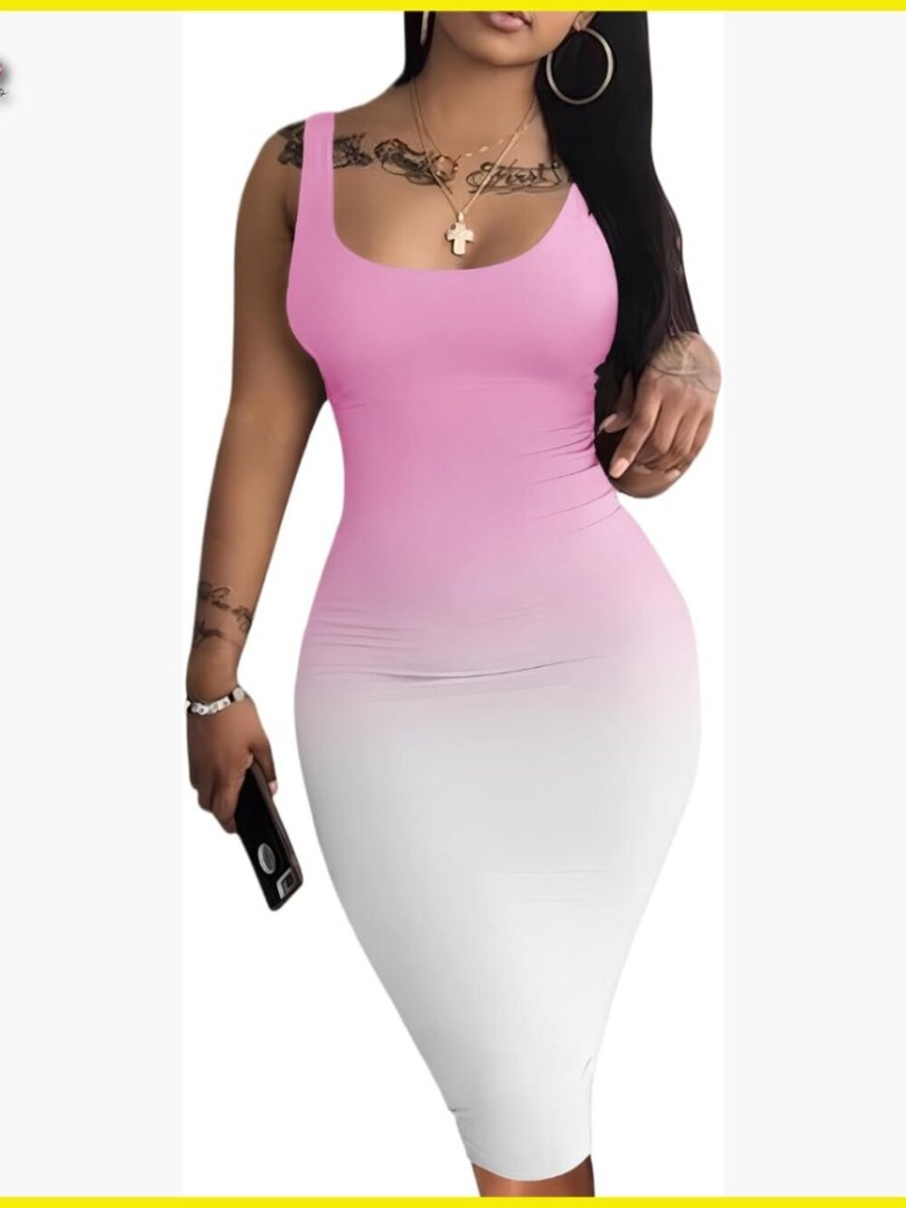 Sleeveless Bodycon Midi Dress Casual Sexy Club Night Out Summer Pencil Fit